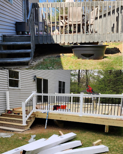 Before and after photos of a deck being built